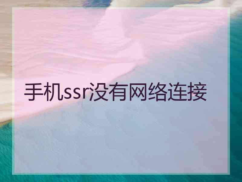 手机ssr没有网络连接