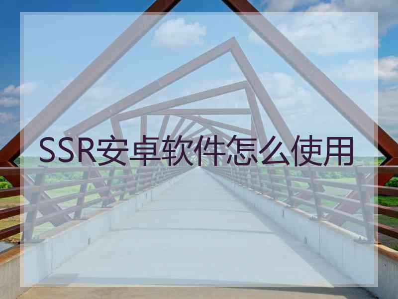 SSR安卓软件怎么使用