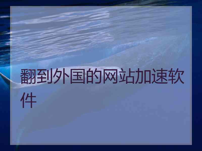 翻到外国的网站加速软件